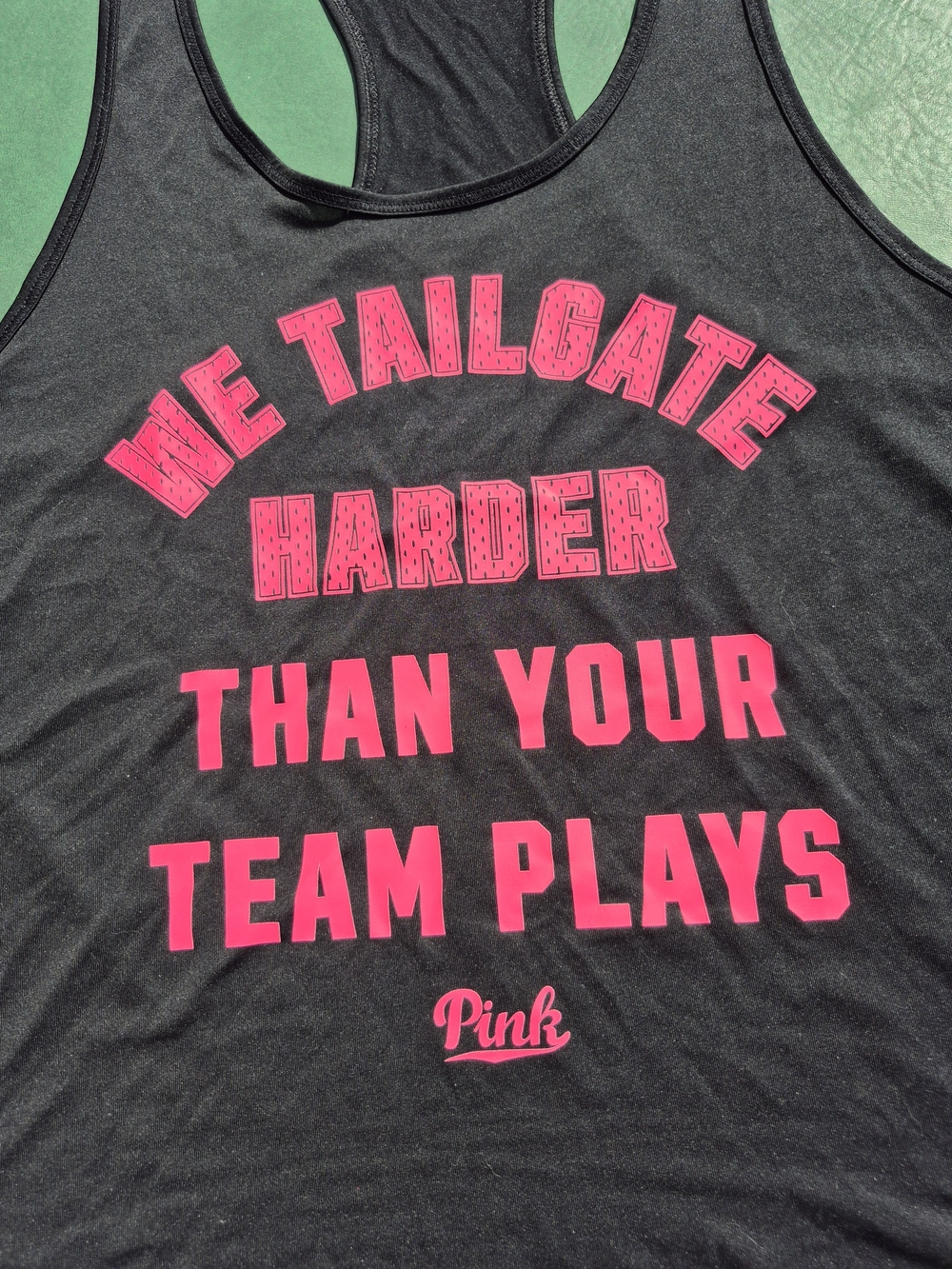 PINK by Victoria's Secret Black Graphic Racerback Tank Top S/P